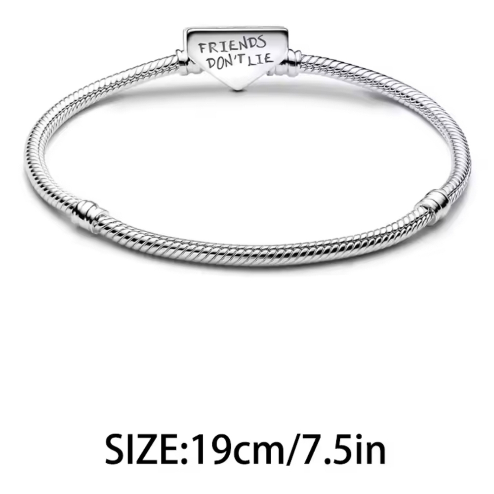 Silver 'Friends Don't Lie' Stranger Things Bracelet Size 19cm/7.5 In